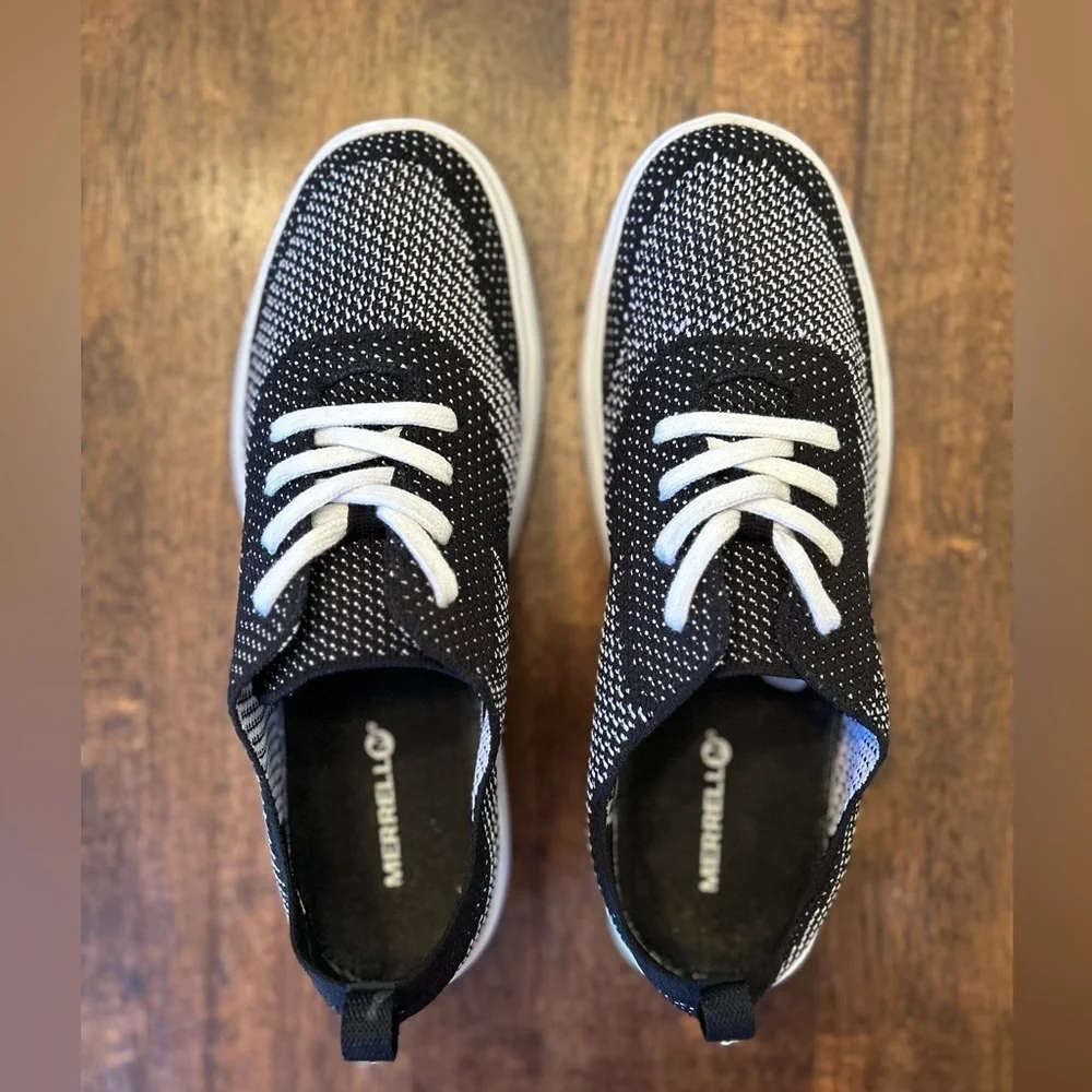 Merrill Women’s Around Town City Lace Knit Sneakers Black & White Size 8 - Picture 6 of 10